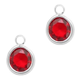 Hangers van crystal glas rond 6mm Siam red crystal-silver