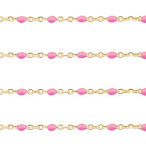 Roestvrij stalen (RVS) Stainless steel onderdelen jasseron 1mm Pink-goud per 25 cm