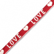 Lint ´love´rood met wit per meter