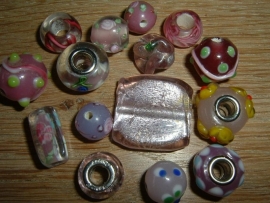 100 gram luxe roze lampwork glasmix