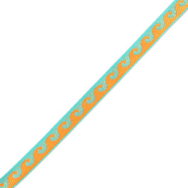 Lint met tekst waves Turquoise blue-orange