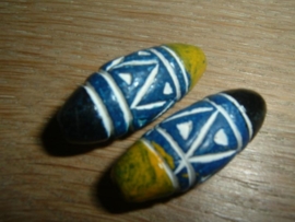 Tribal: Afrikaanse handgemaakte klei kralen 30 mm.