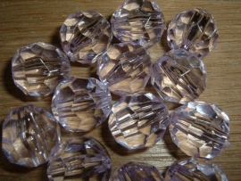 10 Mooie facetkralen in transparant violet 16 mm.