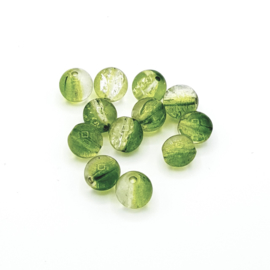 12 stuks transparant/groene crackle kralen 8 mm.