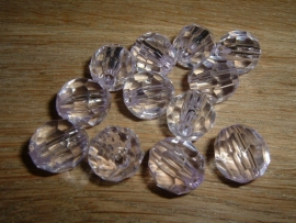 10 Mooie facetkralen in transparant lichtroze van 12 mm.