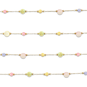 Roestvrij stalen (RVS) Stainless steel onderdelen jasseron rond Gold-multicolour pastel (per 25 cm)