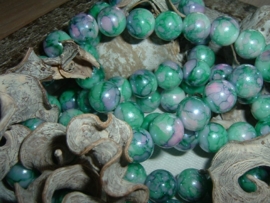 25 Stuks mooie gemêleerde classic groen/roze glaskralen 10 mm.
