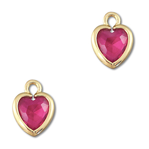 Hangers van Crystal glas hart Dark pink-gold (per stuk)