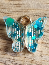 Bedel vlinder goud Aqua blauw confetti (goud)