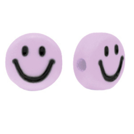 Letterkralen van acryl smiley Lilac purple per stuk