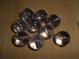 10 Grote ronde acrylkralen in transparant tanzanite 16 mm.