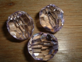Mooie grote facetkralen in transparant violet 20 mm.