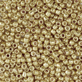 Glaskralen Rocailles 2mm Metallic shine gold champagne 10 gram