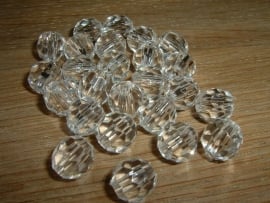25 Mooie ronde transparante facetkralen van acryl 10 mm.