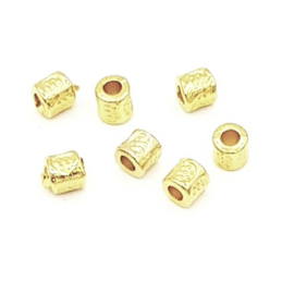 10 stuks DQ metalen kraal  Goud (nikkelvrij) 3x3 mm.