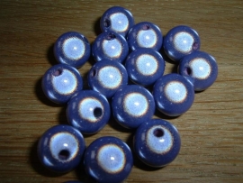 10 Stuks mooie ronde paarse (Tanzanite) 3 D kralen 12 mm.