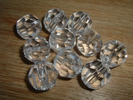 10 Mooie transparante facetkralen van 16 mm.