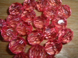 10 Mooie facetkralen in transparant roze 12 mm.