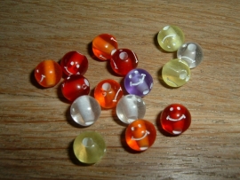 10 Stuks leuke ronde gekleurde smiley kraaltjes