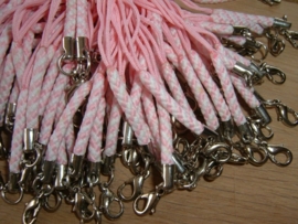 10 Stuks roze met witte telefoonkoordjes met slotje