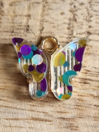 Bedel vlinder multi colour confetti (goud)