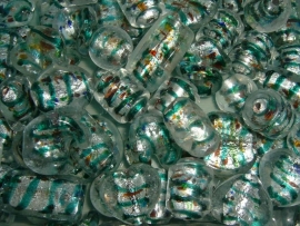 100 gram grote zilverfolie glasmix met zeegroen