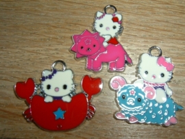 Verschillende soorten vrolijke gekleurde Hello Kitty hangertjes