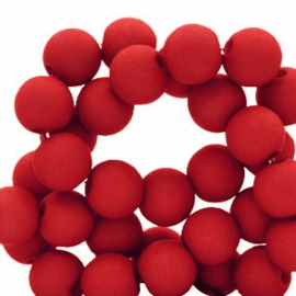 60 stuks Acryl kralen Crimson red mat 6mm