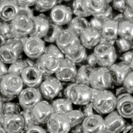 Glaskralen Rocailles 4mm Metalic shine silver 10 gram