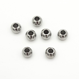 stainless steel ronde kraal 6mm Zilver (RVS)