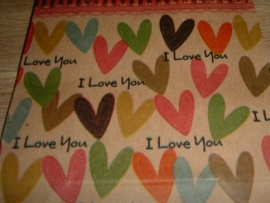 Cadeautasjes " I LOVE YOU" met hartjes