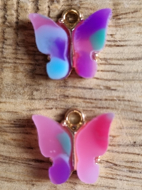 Bedel vlinder roze met paars blauw (goud)