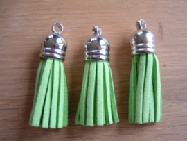 Mooie appelgroene kwastjes met zilverkleurig kapje
