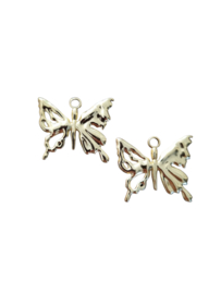 Bedel/hanger vlinder goud (rvs)  25x21 mm (per stuk)