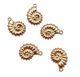 Bedel/hanger schelp goud (rvs)  21x10mm (per stuk)