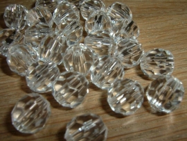 25 Mooie ronde transparante facetkralen van acryl 10 mm.