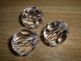 Mooie grote facetkralen in transparant lichtroze  20 mm.