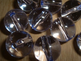 10 Grote ronde acrylkralen in transparant tanzanite 16 mm.
