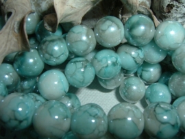 25 Stuks mooie gemêleerde turquoise/grijze glaskralen 10 mm.