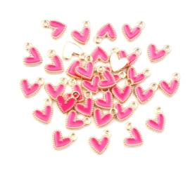 Hartjes bedel goud/ hard roze 9x10 mm