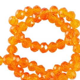 Top Facet kralen 6x4mm disc Vibrant orange (per stuk)