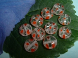 10 stuks transparante millefiori kralen met oranje spikkels 8 mm.