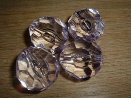 Mooie grote facetkralen in transparant violet 24 mm.