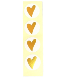 10 stuks sticker wit met gouden hartje