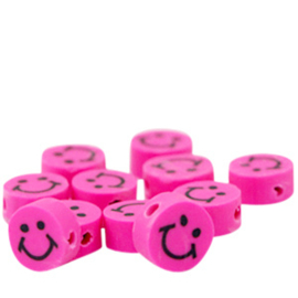 40 stuks Polymeer kralen smiley Hard roze