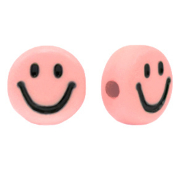 Letterkralen van acryl smiley Vintage pink 10 stuks