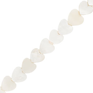 Schelp kralen heart Off white (per stuk)