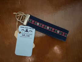 Sleutelhanger blauw met retroband 'bloem'