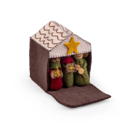 Sjaal met Verhaal - Kerststal rood/groen