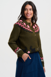 Sugarhill - Olana cardigan Goat meadow fairisle olive